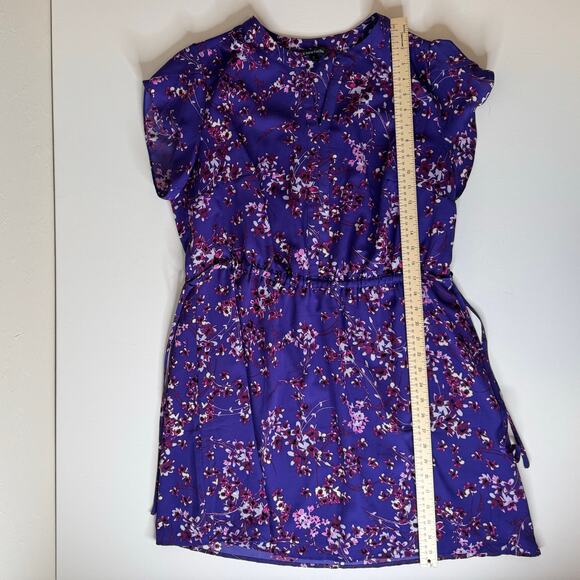 41 Hawthorn Womens Floral Cinched Waist Mini Dress in Purple Sz 1X | Feminine - Picture 13 of 15